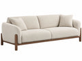 3-zitsbank 200 x 90 x 78 cm crèmekleurige bouclé stof met houten onderstel - modern