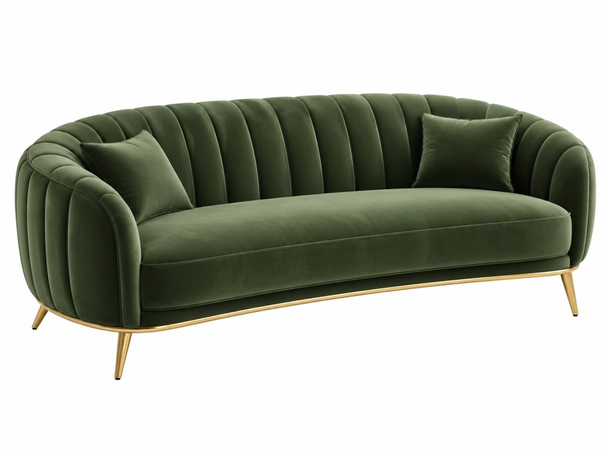 2-zitsbank 170 x 85 x 78 cm fluweel donkergroen art-decostijl