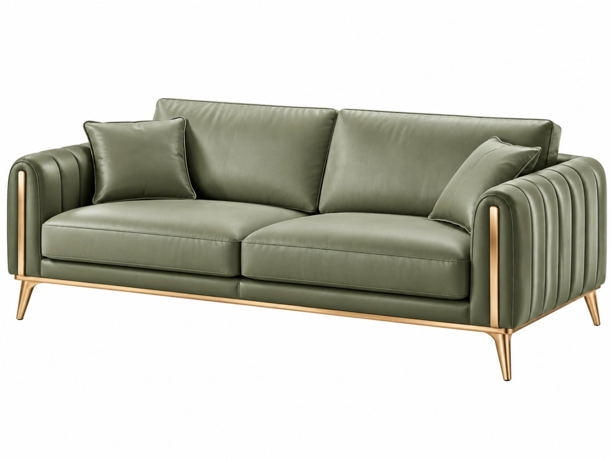 3-zitsbank 220 x 90 x 85 cm groen kunstleer met metalen poten - modern