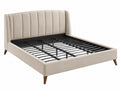 Gestoffeerd bedframe 160 x 200 cm beige met metalen lattenbodem en gecapitonneerd hoofdbord