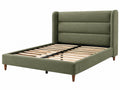 Gestoffeerd bed 160 x 200 cm olijfgroene stof met lattenbodem en hoog hoofdbord