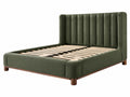 Gestoffeerd bed 160 x 200 cm groen met houten poten en lattenbodem