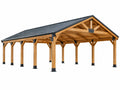 Houten carport 600 x 500 x 320 cm naturel zwart - open overkapping met zadeldak