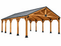 Houten carport 600 x 600 cm naturel zwart met metalen zadeldak