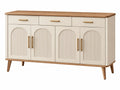 Dressoir 160 x 40 x 85 cm crème en hout met 4 deuren en 3 laden