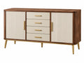 Dressoir 160 x 45 x 85 cm hout bruin crème met 4 laden en 2 deuren