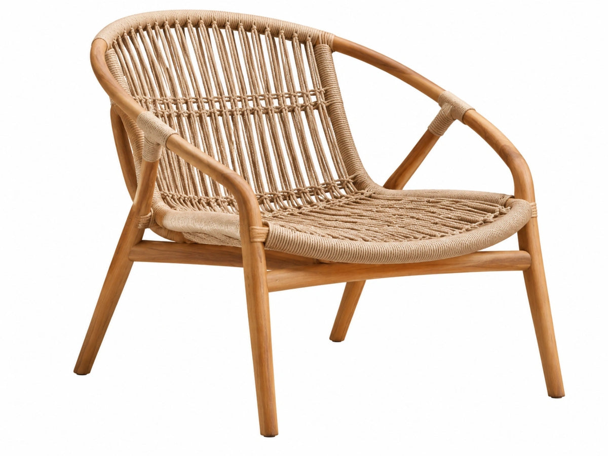 Fauteuil 70 x 75 x 78 cm hout beige geweven zitting bohemien