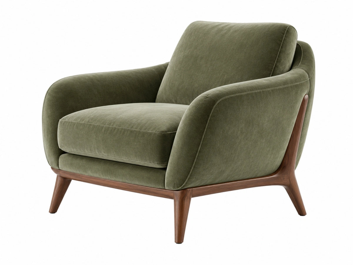 Fauteuil 85 x 82 x 85 cm olijfgroen fluweel en hout - modern