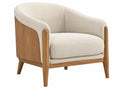 Fauteuil 75 x 78 x 78 cm - bouclé stof in crème met houten frame en afgeronde vorm